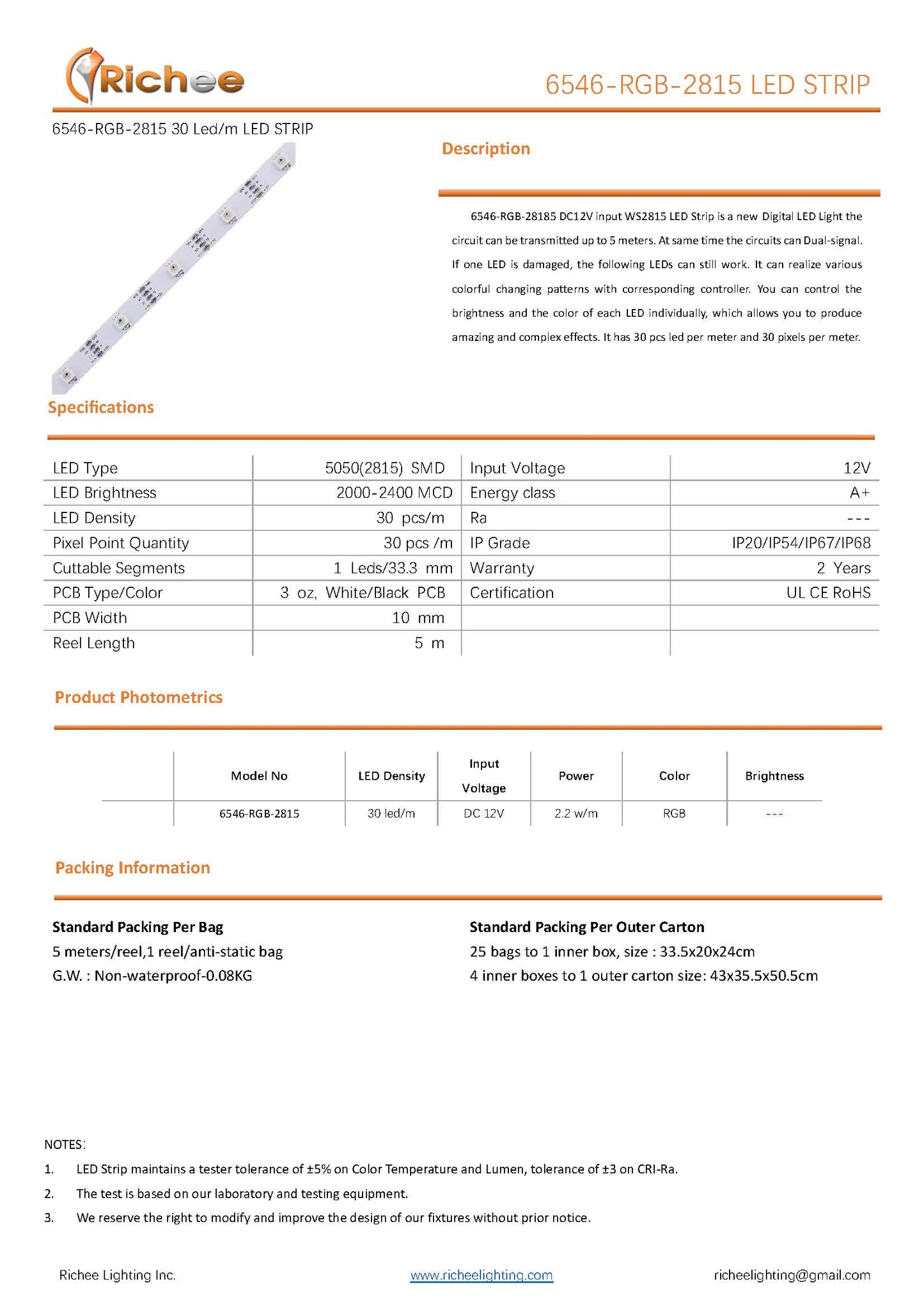 RGB-IC Smart LED Strip Lights 2.2W