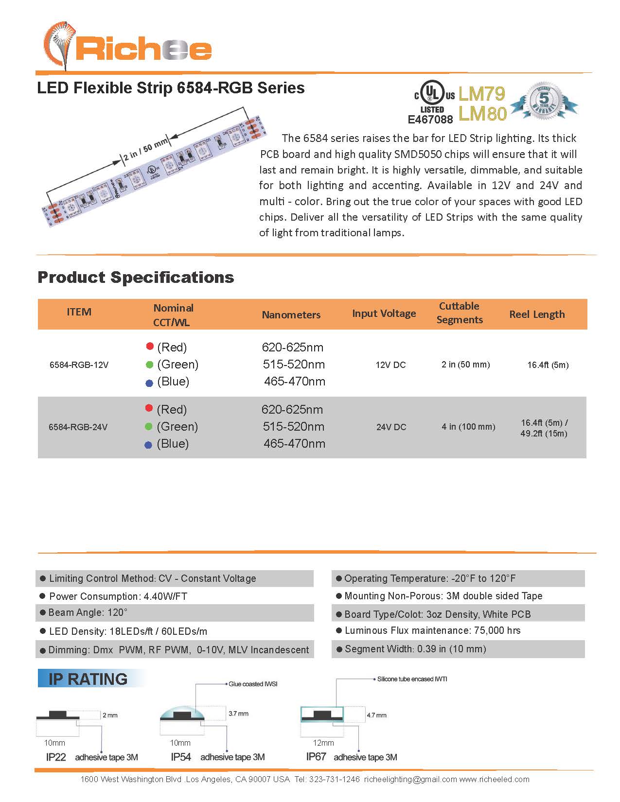 RGB Outdoor LED Strip Light 6584-RGB-12V