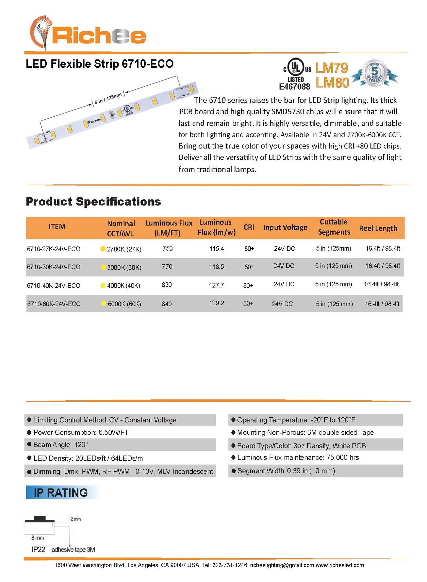Economic Strong High Light 6.4W LED Strip