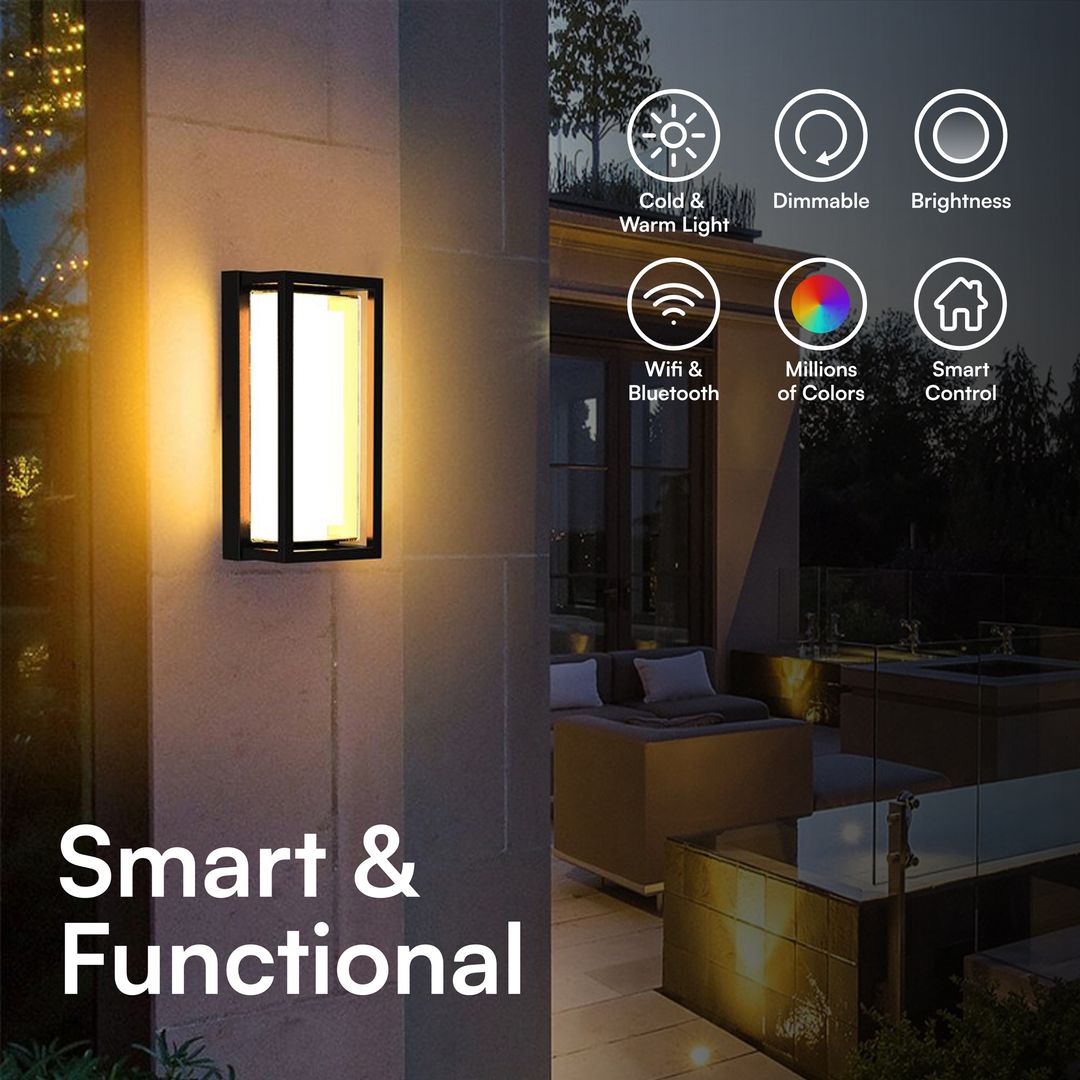 Outdoor Wall Light CCT+RGB Dimmable Mobile App Controlled Smart LED