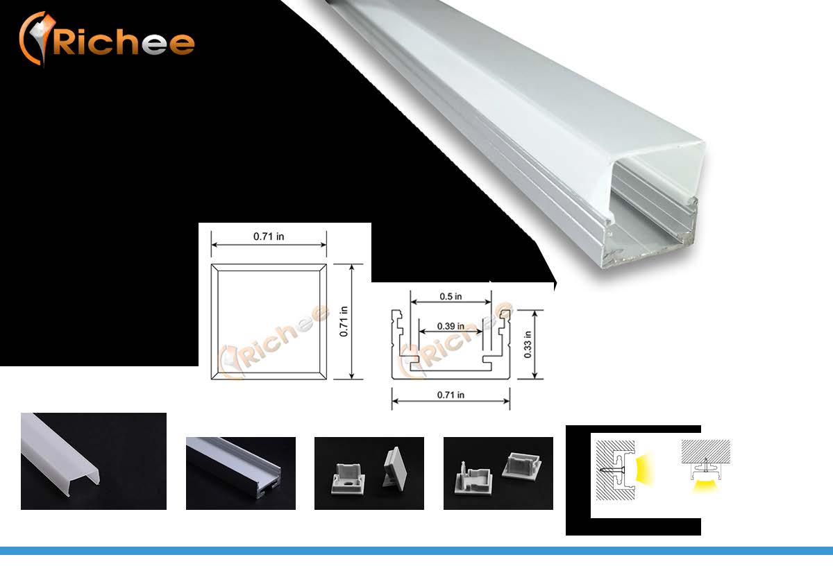 3/4'' Square Top LED Aluminum Channel - 9634