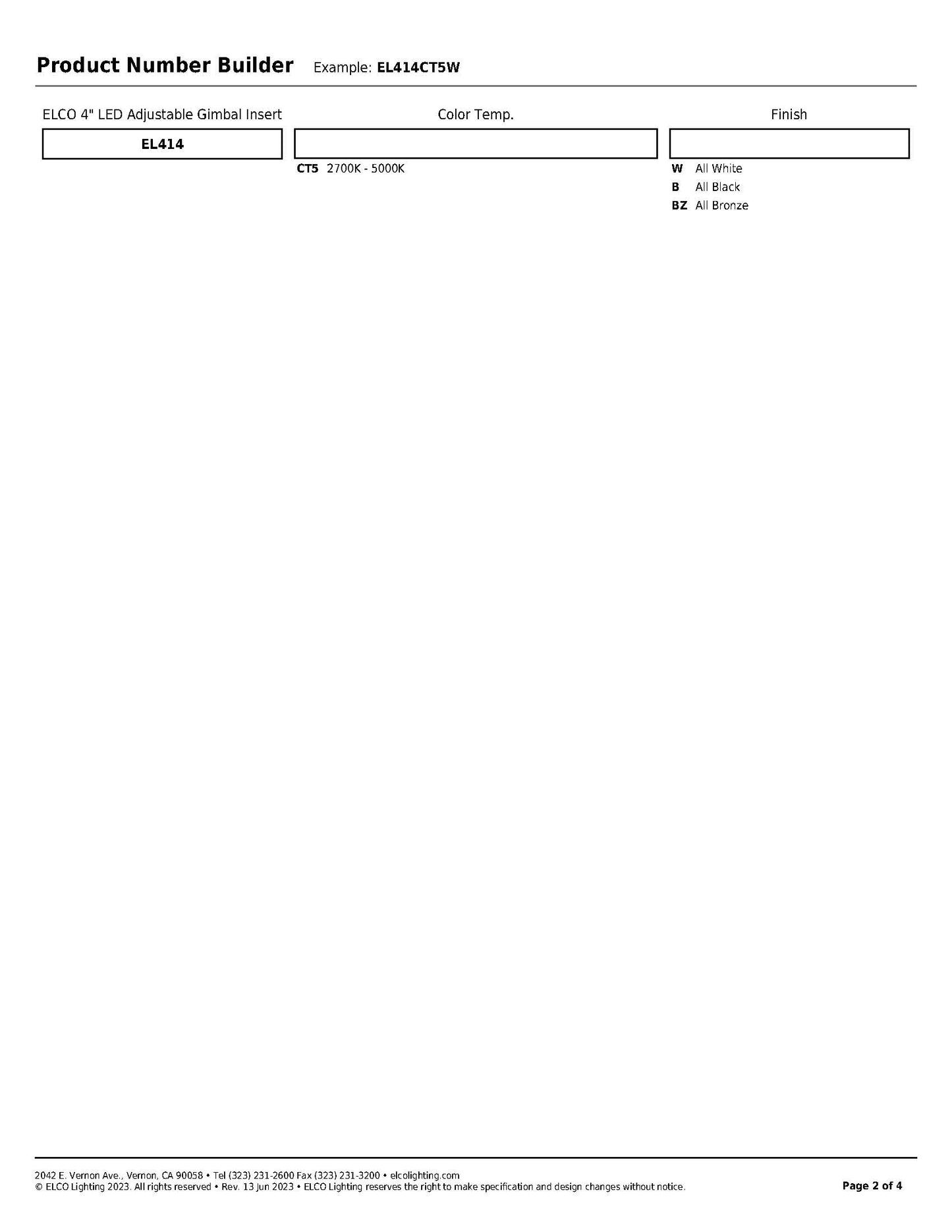 4" LED Adjustable Gimbal Insert -Elco