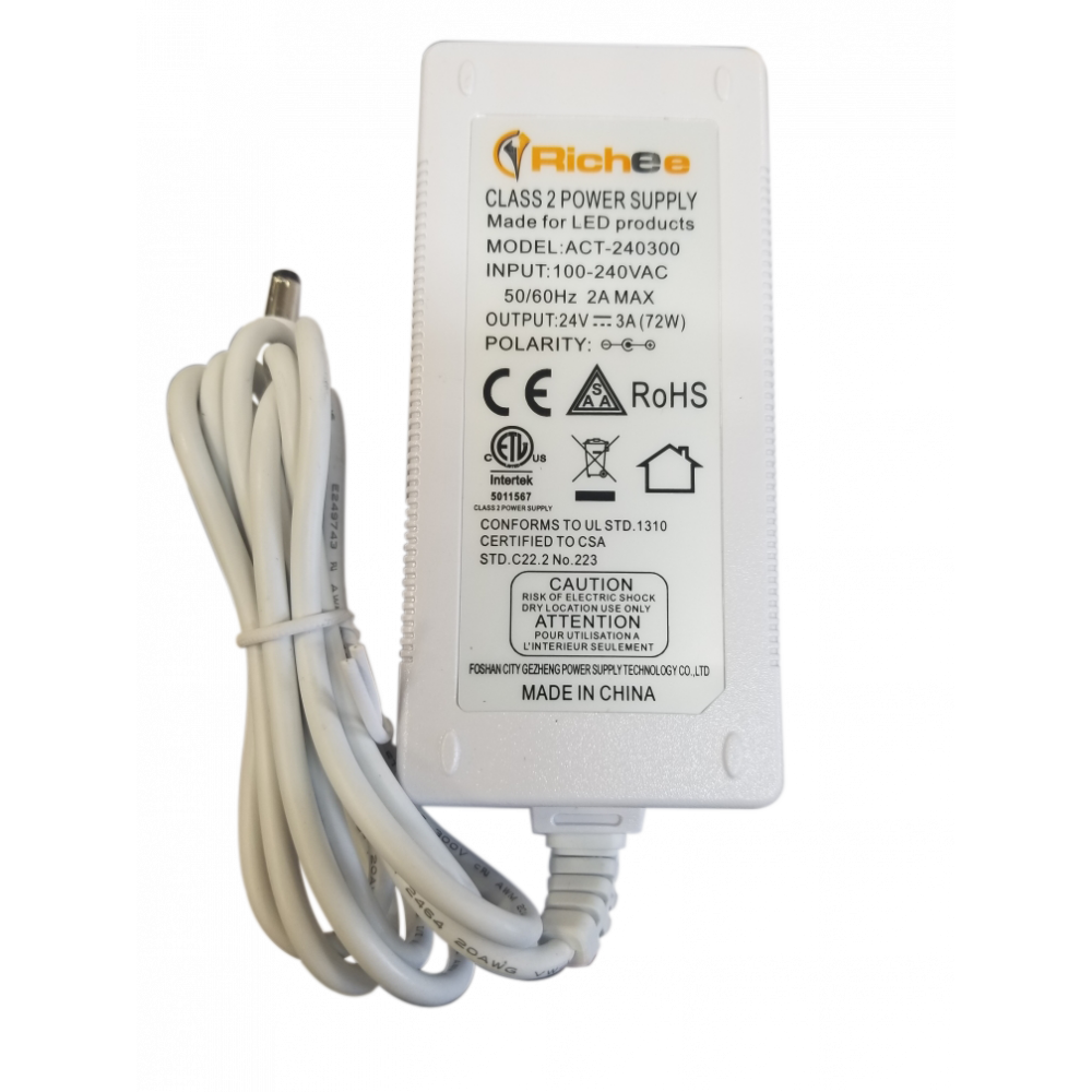 Desktop Type Class 2 Plug-In Adapter 72W 24V