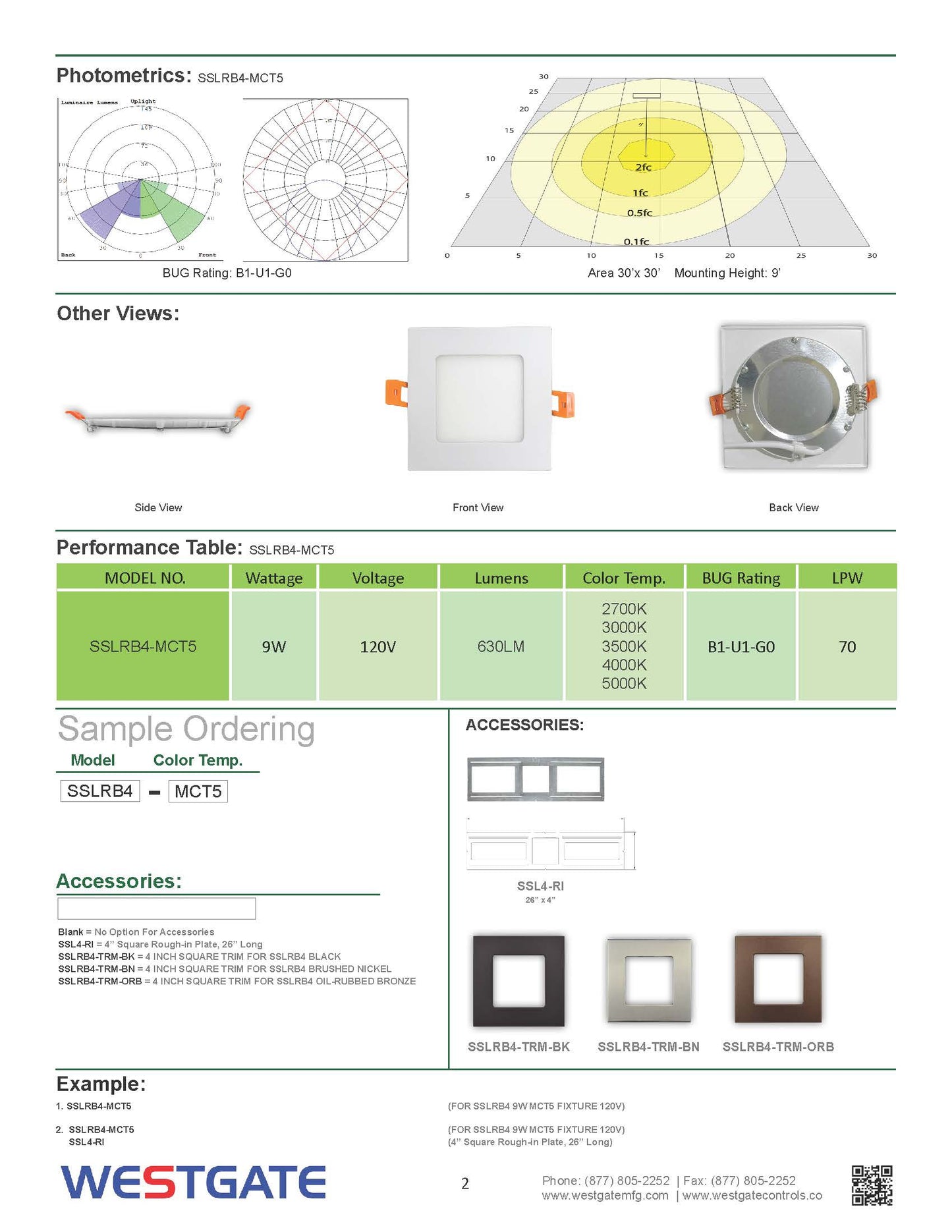 LED 4" Square Ultra Slim Round-Back Recessed Lights