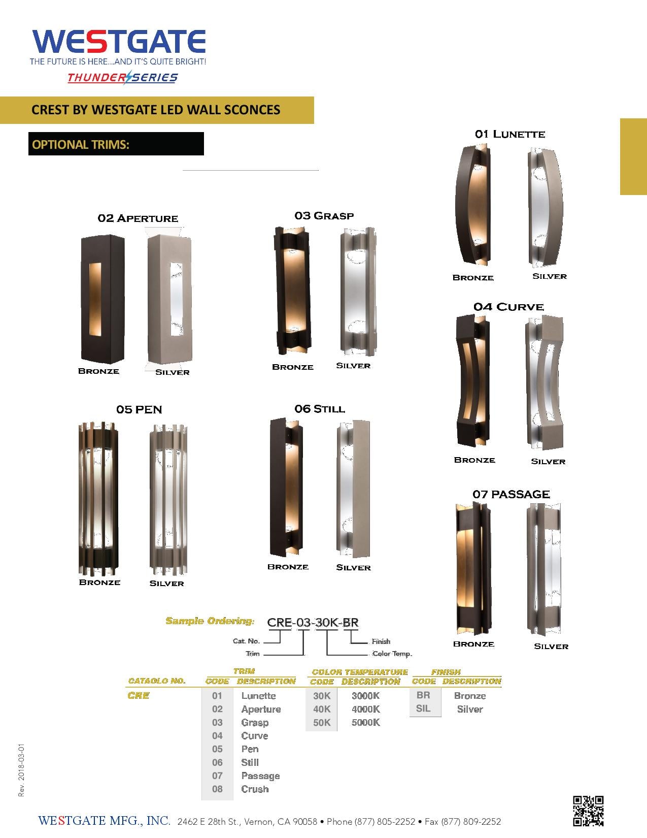 LED Outdoor Light Crest by Westgate - Silver Grasp