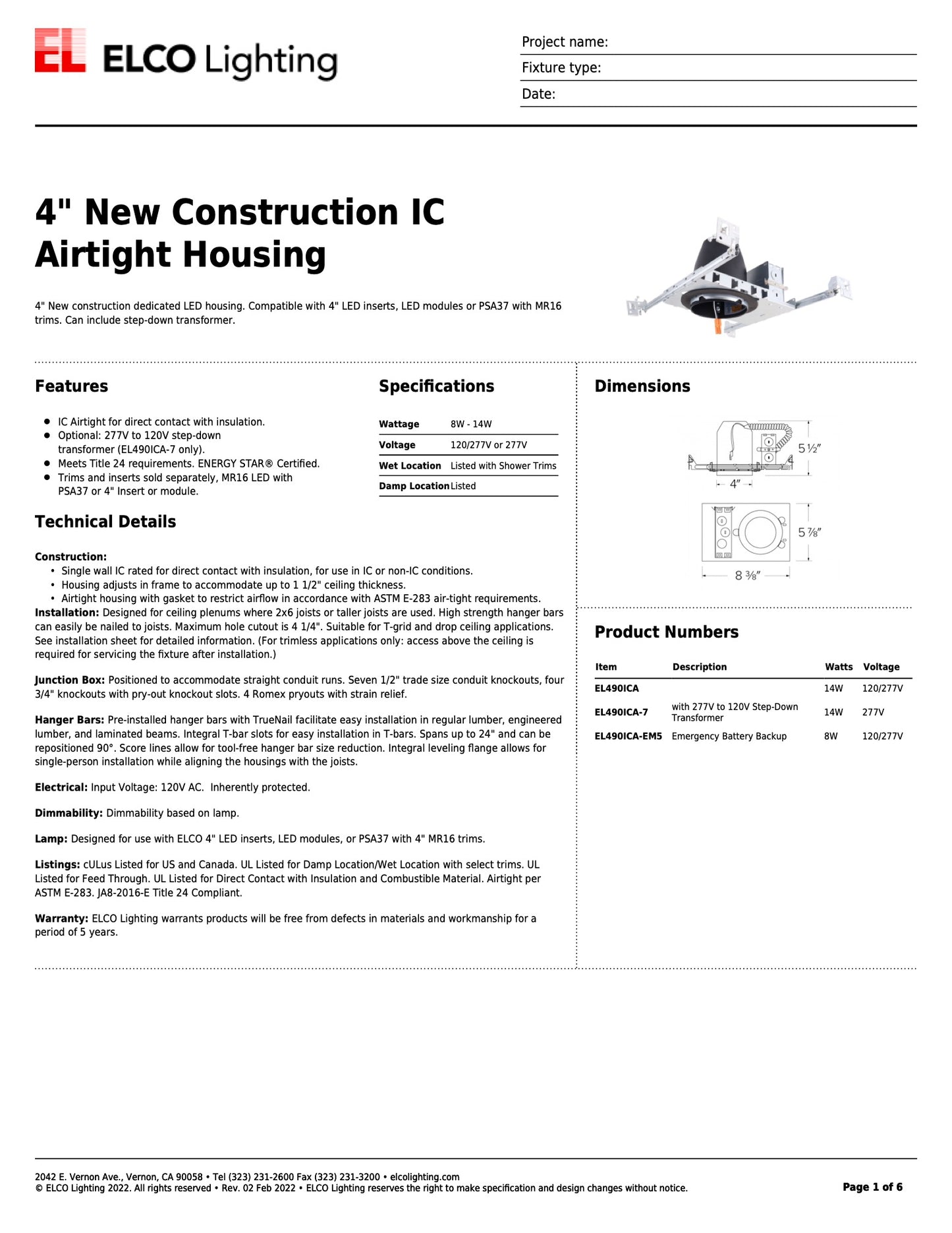 4" New Construction IC Airtight Housing