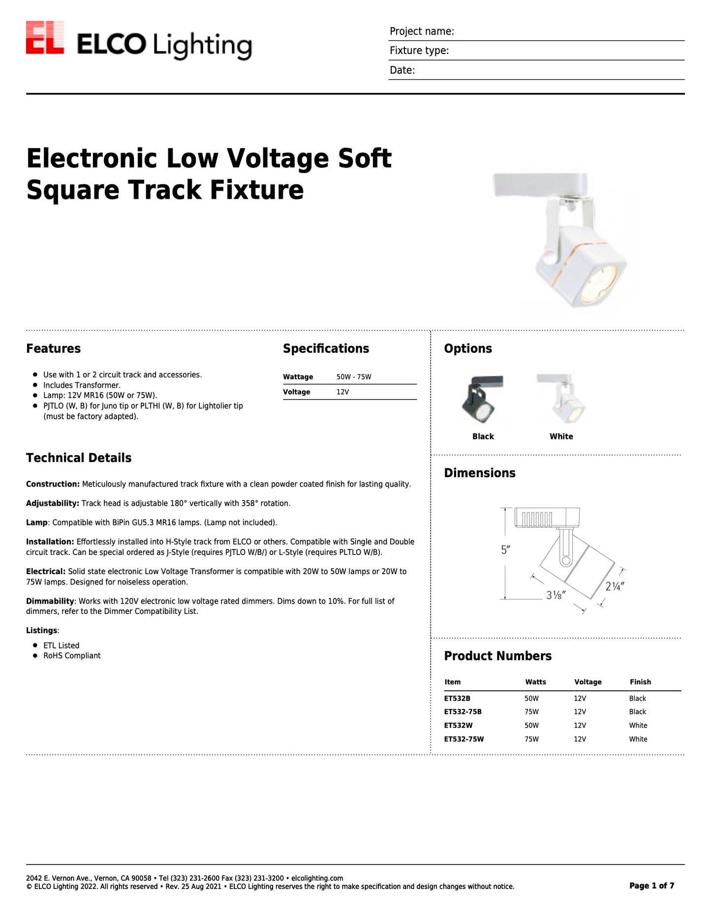 Elco Hoxton Track Fixture