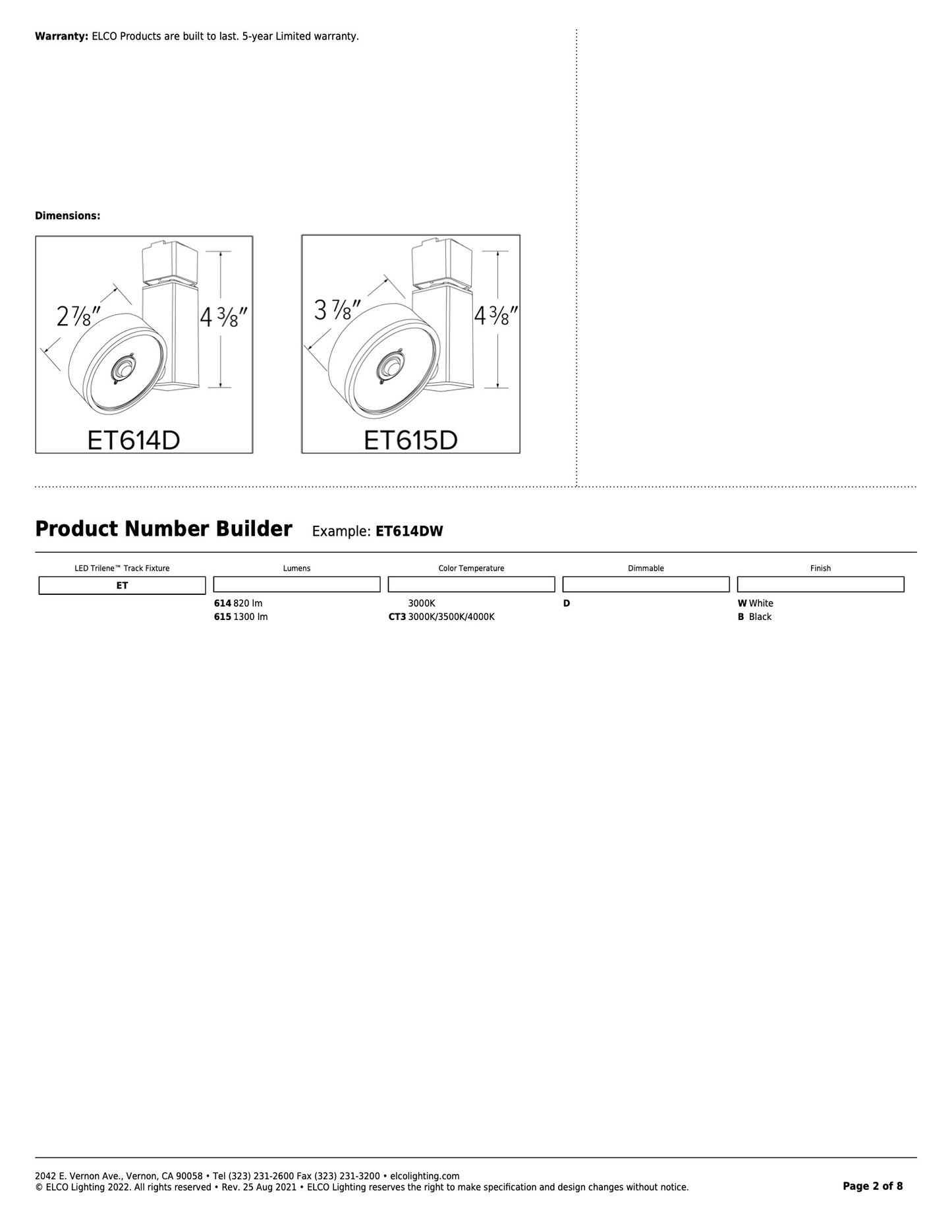 Elco Track Light LED Trilene White