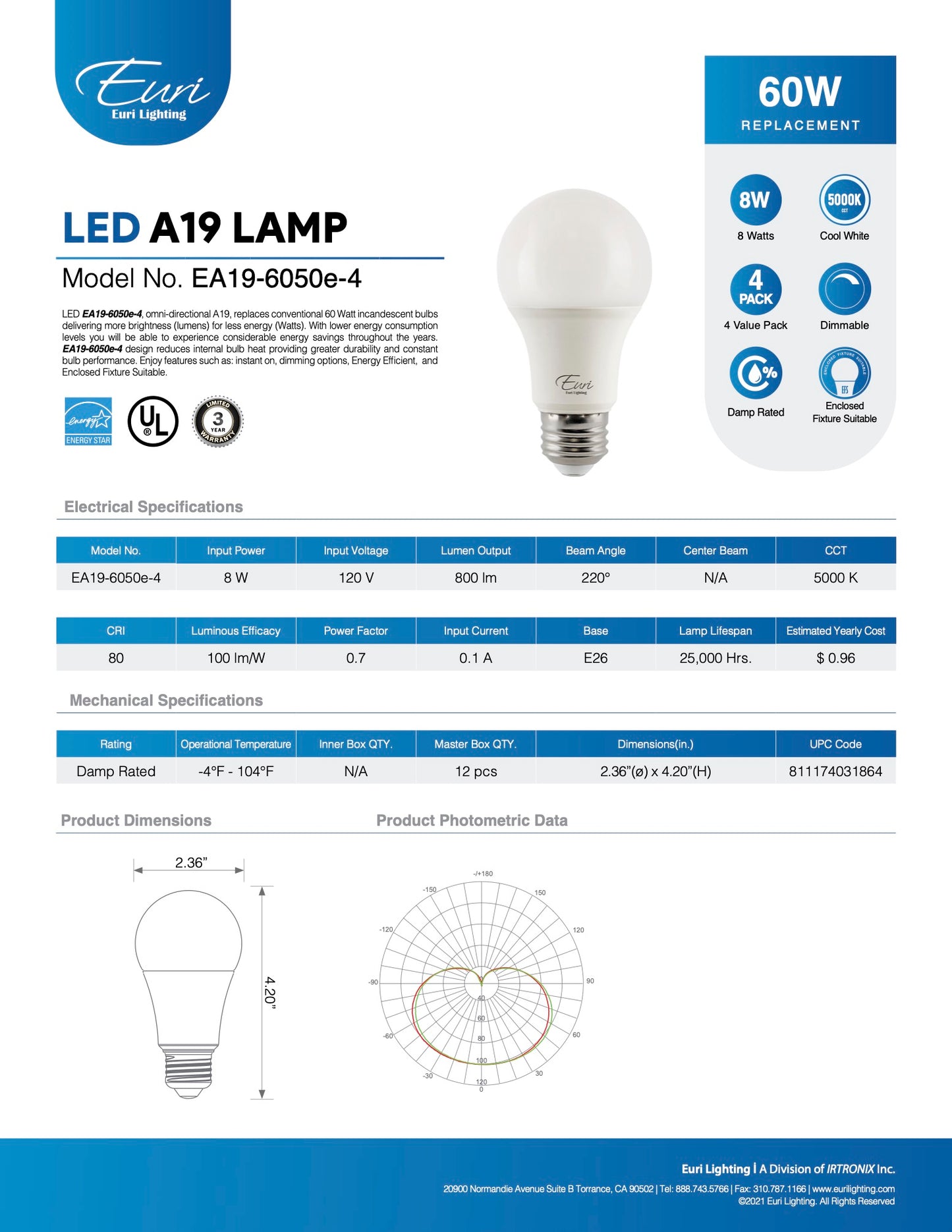 A19 LED Bulbs Value Pack