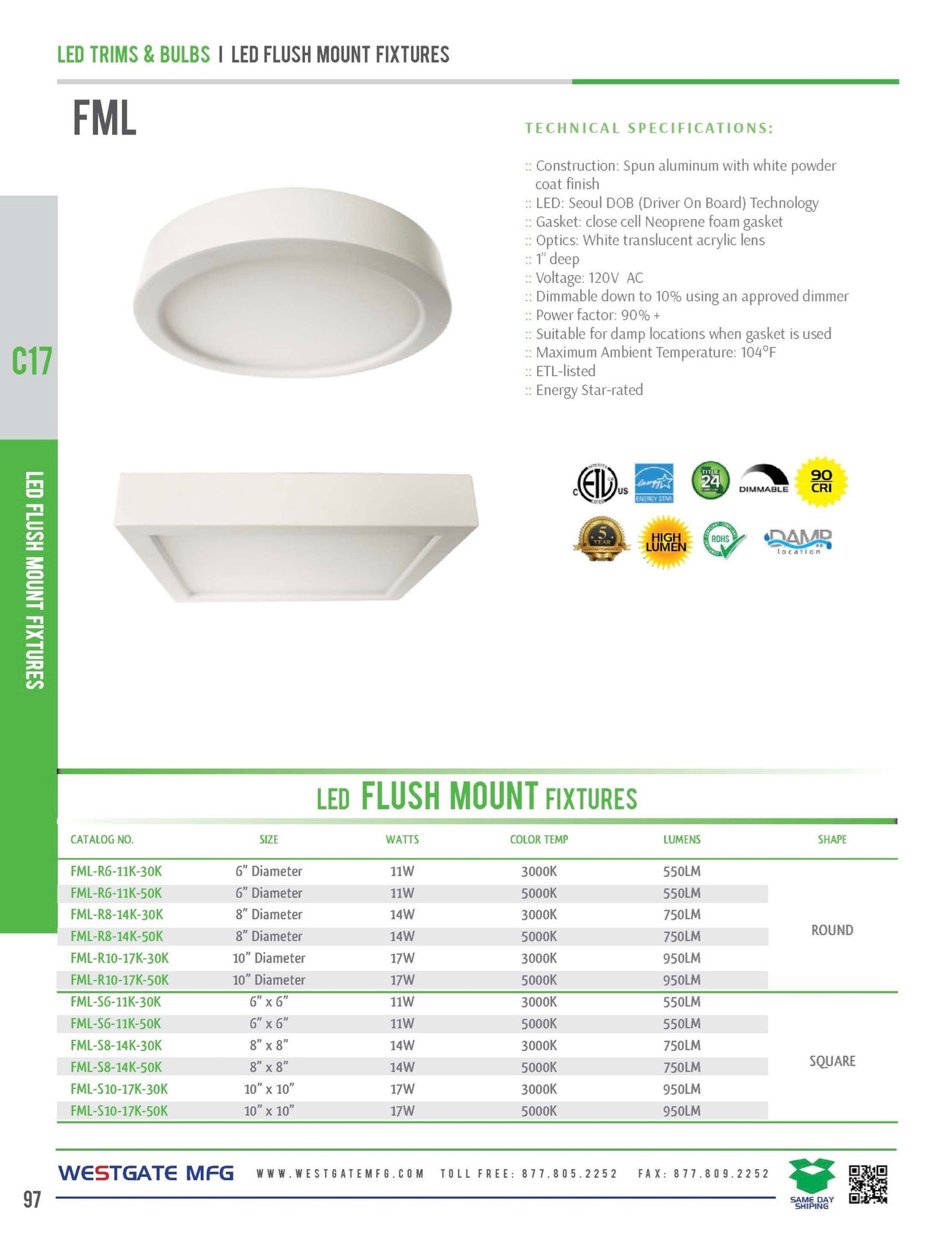 8 inch LED Surface Disk 3000K