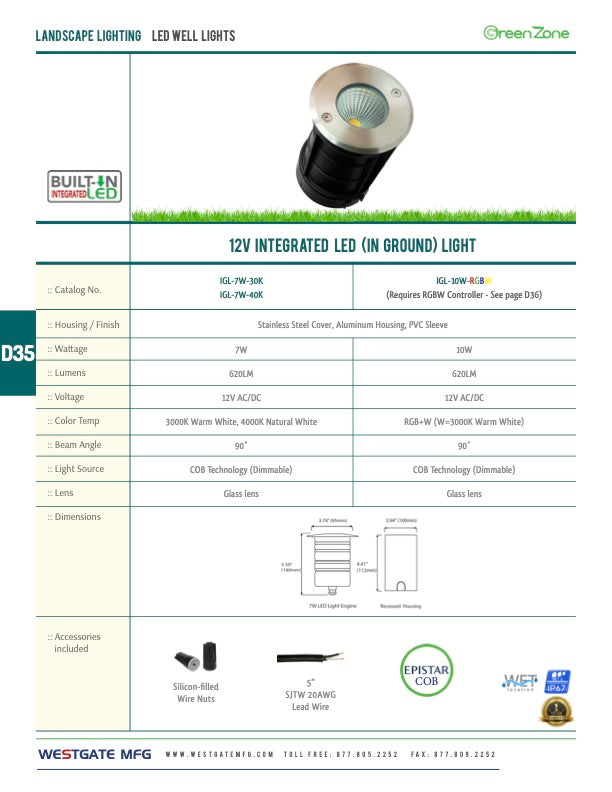 LED In-ground Light 30K 12V