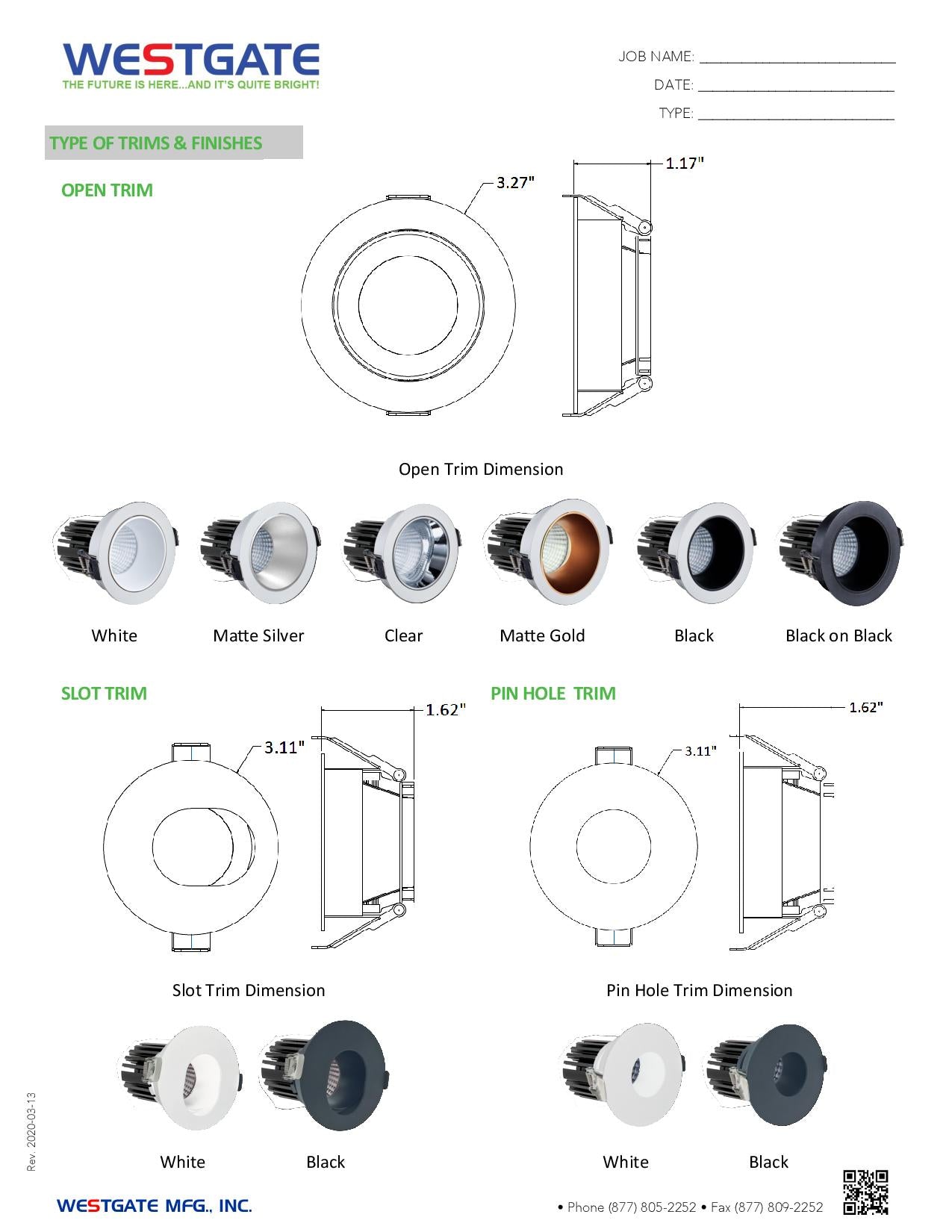 LED 3" Architectural Winged Recessed Lights - Pin Hole Trim