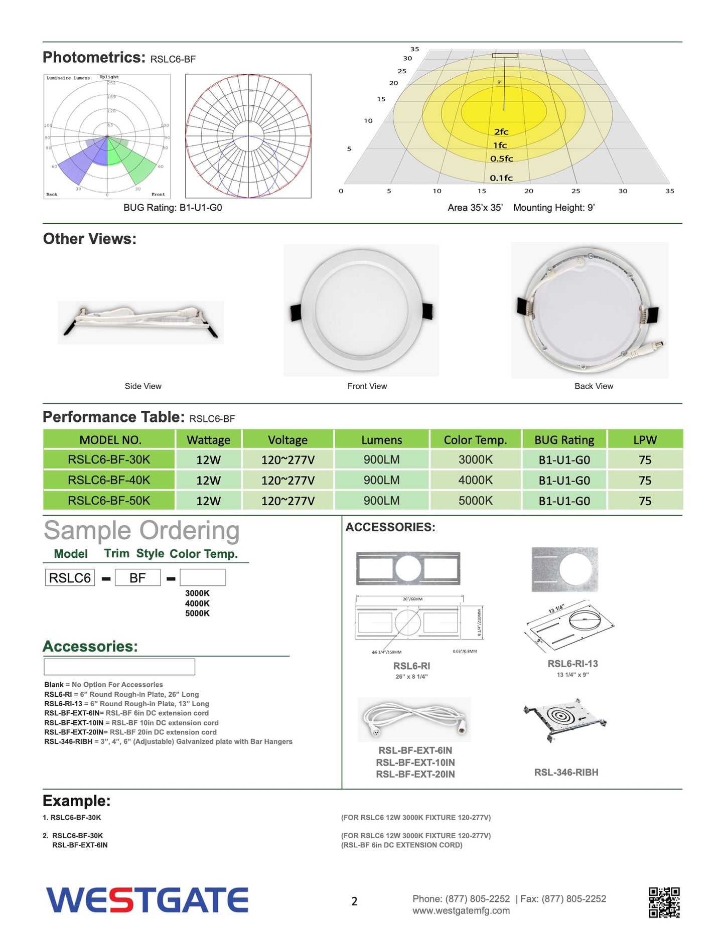LED Ultra Slim Recessed Baffle Lights 120-277V - WESTGATE