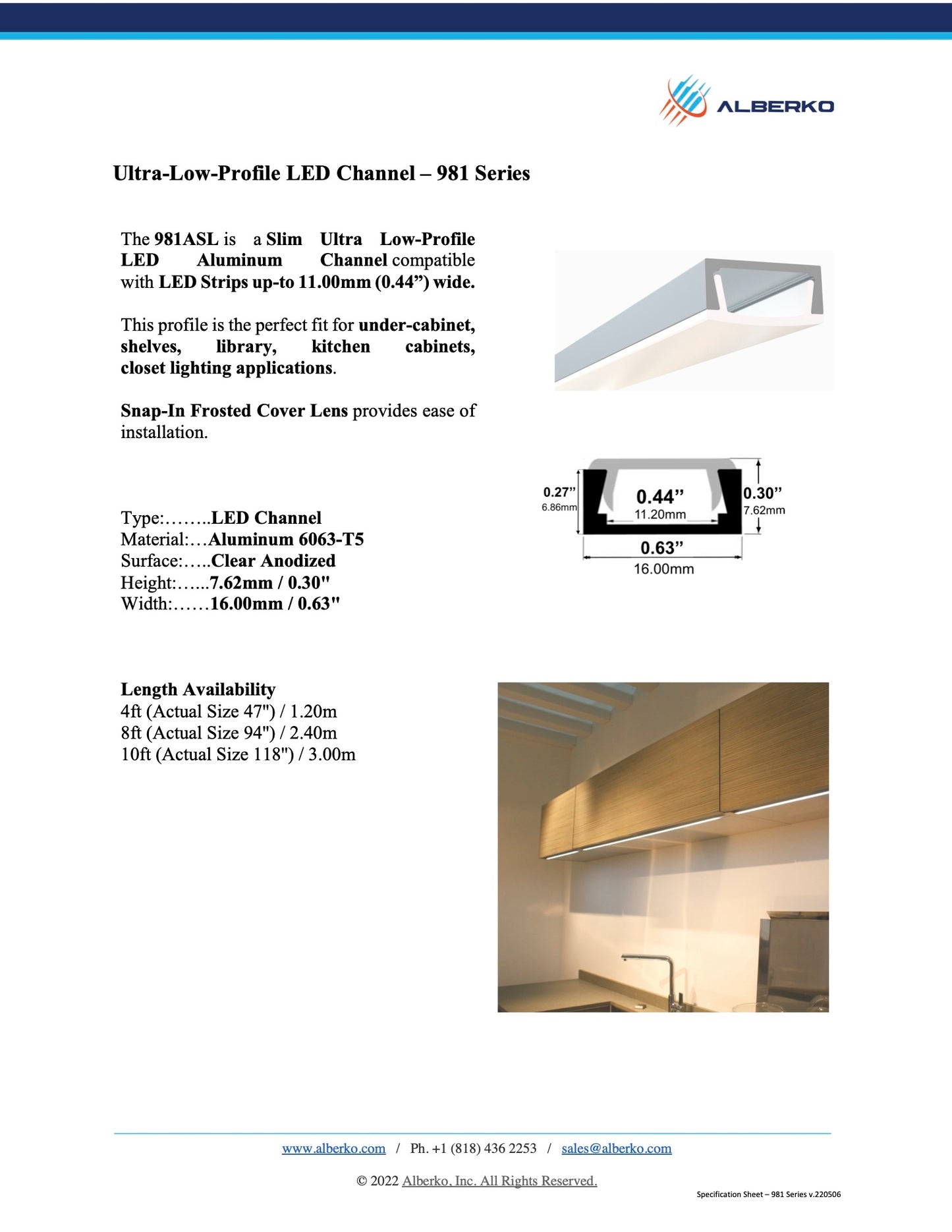 Ultra Low-Profile Slimline LED Channel - 981ASL