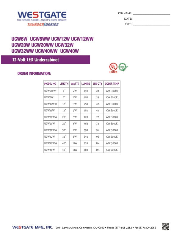12V 20 in LED Linear Undercabinet