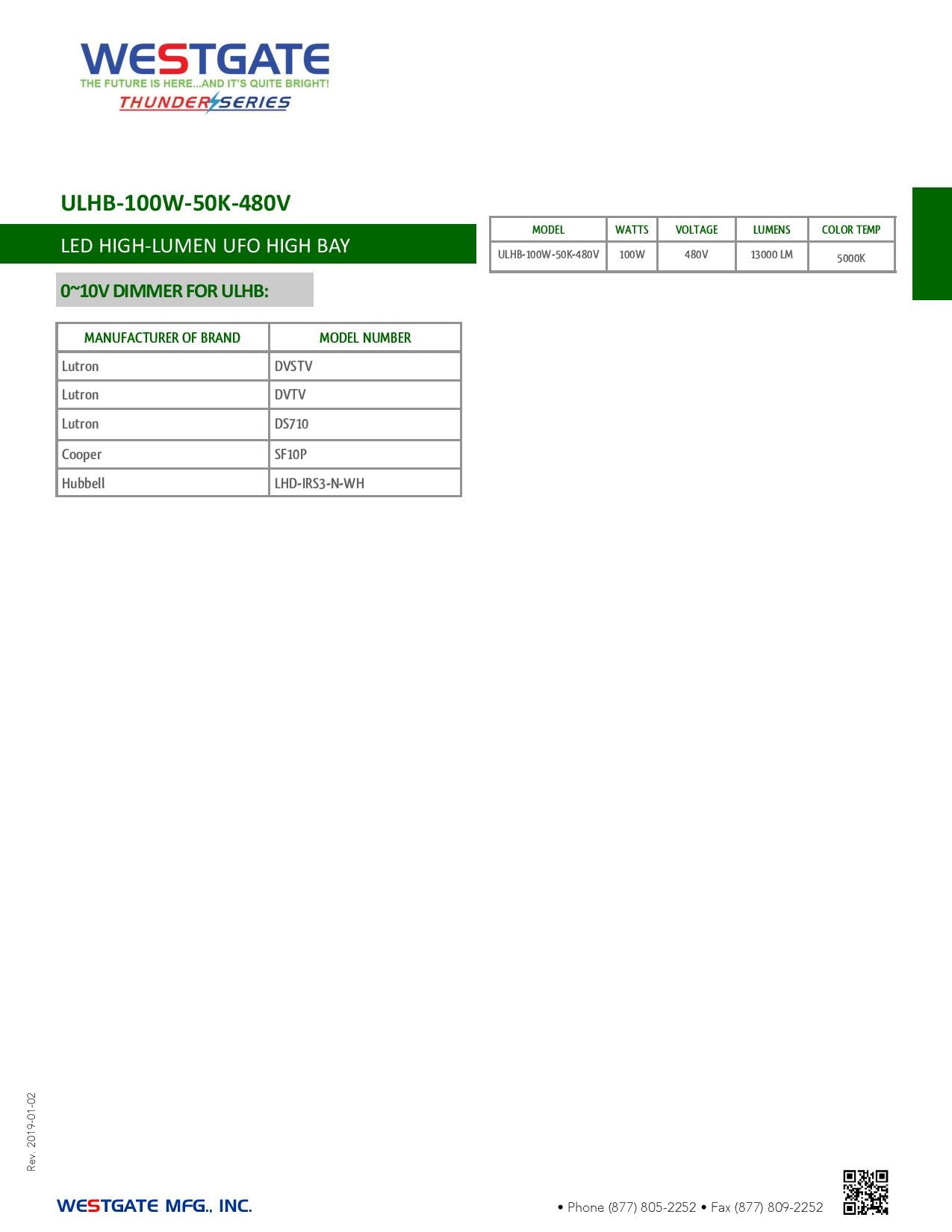WESTGATE LED High Lumen UFO Highbay