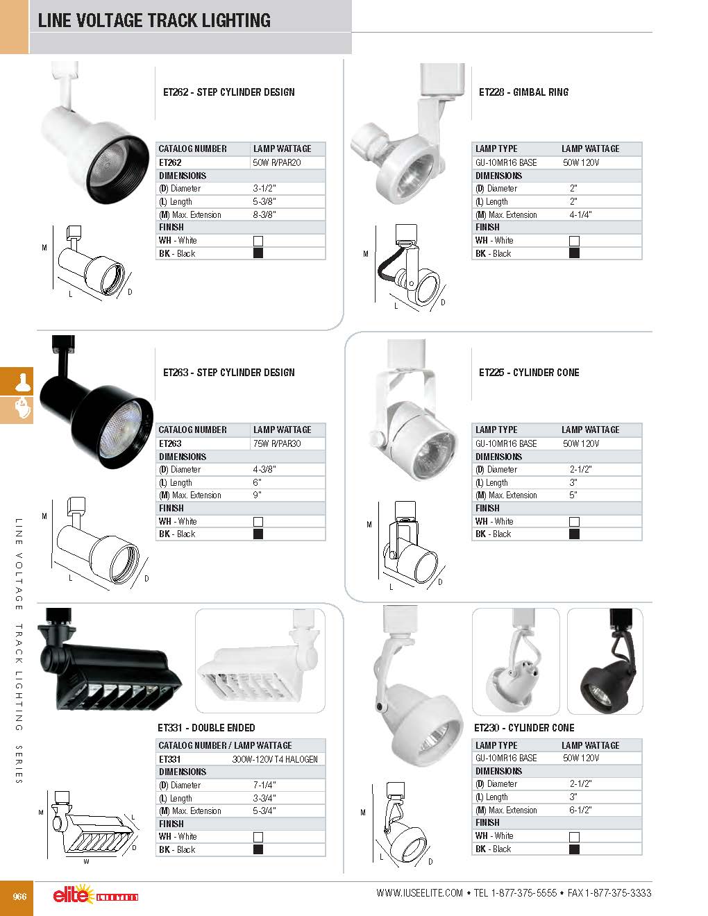 GU10 MR16 Cylinder Cone Line Voltage Track Lighting