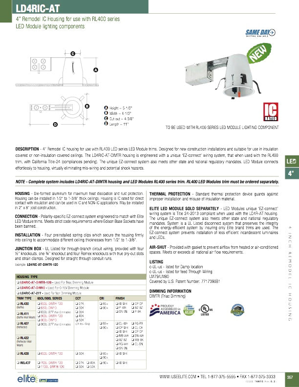 4 Inch LED Recessed Housing - Elite