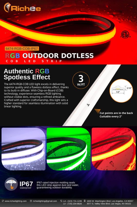 Outdoor Dotless COB 3W/FT Color Changing RGB 24V DC