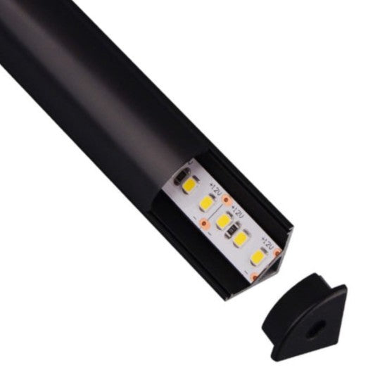 5/8" Black Lens Full Cover Angled LED Aluminum Channel