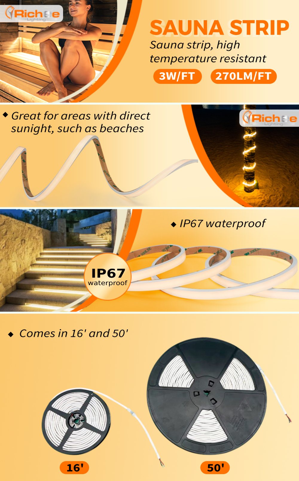 High Heat Sauna & Coastal Strip 3W 289LM/FT